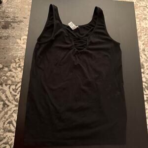 Soho Lady Womens Plus One Size Black Tank Top Strappy Cage Neck Cami Shirt
